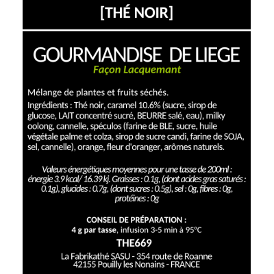 Thé noir Gourmandise de Liège x20