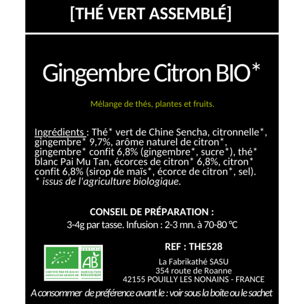 Gingembre Citron BIO* x20