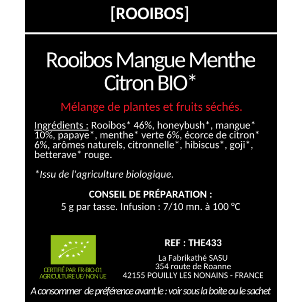 Rooibos mangue menthe citron bio x20