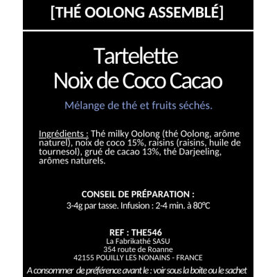 Thé Oolong Tartelette Noix de Coco Cacao x20