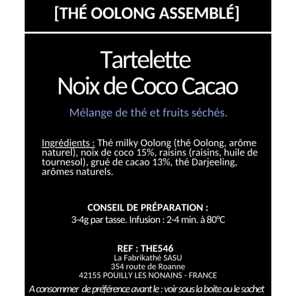 Thé Oolong Tartelette Noix de Coco Cacao x20