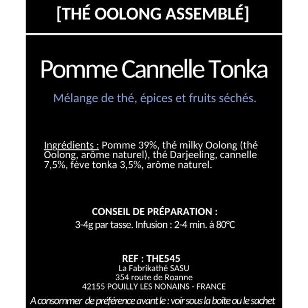 Thé Oolong Tartelette Pomme Cannelle Tonka x20