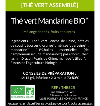 Thé vert Mandarine BIO* x20